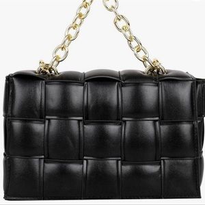 Woven Vegan Leather Crossbody Handbag